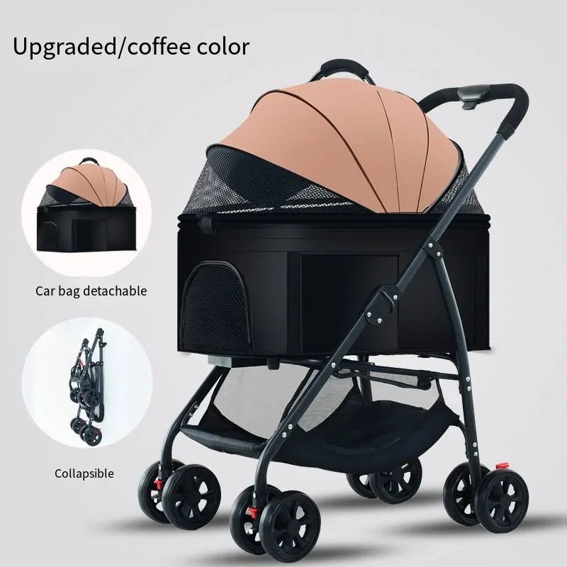 3-in-1 Foldable Pet Stroller for Dogs and Cats — Lightweight and Multifunctional