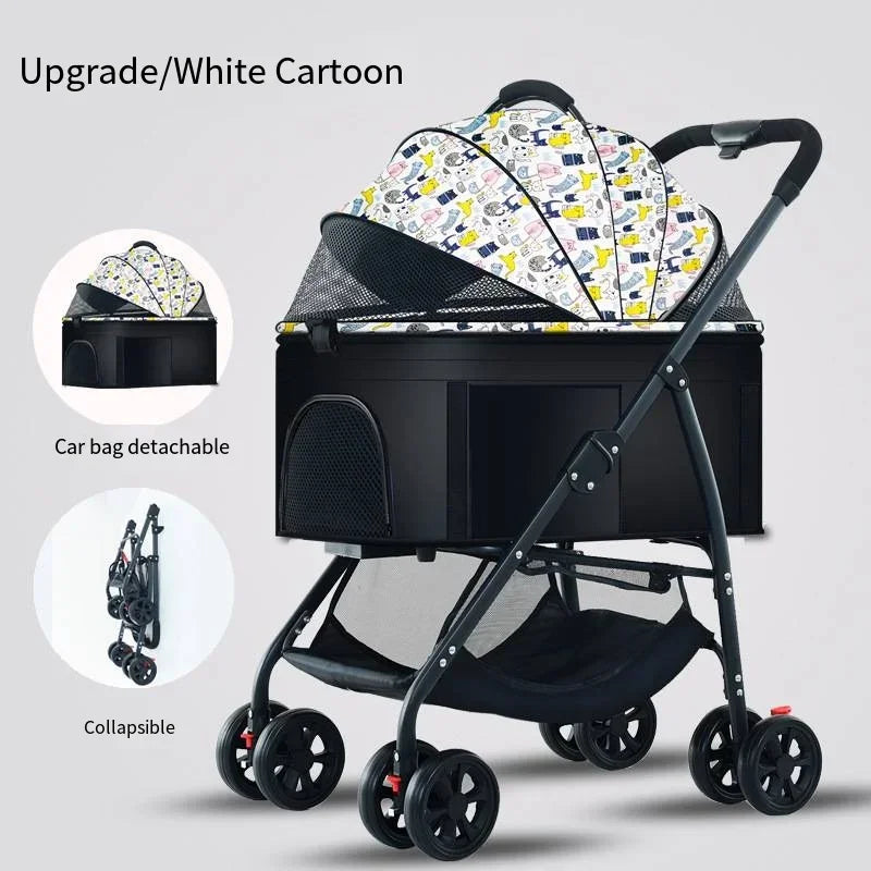 3-in-1 Foldable Pet Stroller for Dogs and Cats — Lightweight and Multifunctional