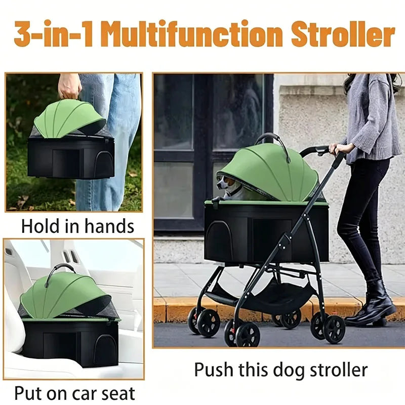 Faltbarer 3-in-1-Kinderwagen für Hunde und Katzen – leicht und multifunktional