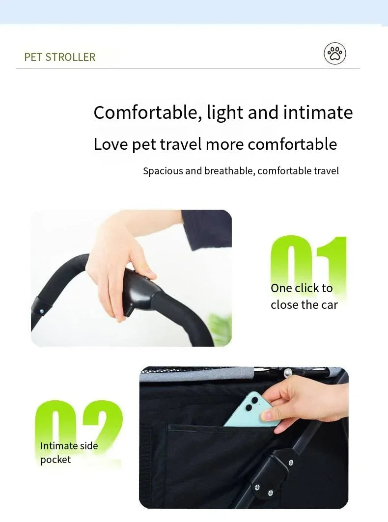 Faltbarer 3-in-1-Kinderwagen für Hunde und Katzen – leicht und multifunktional