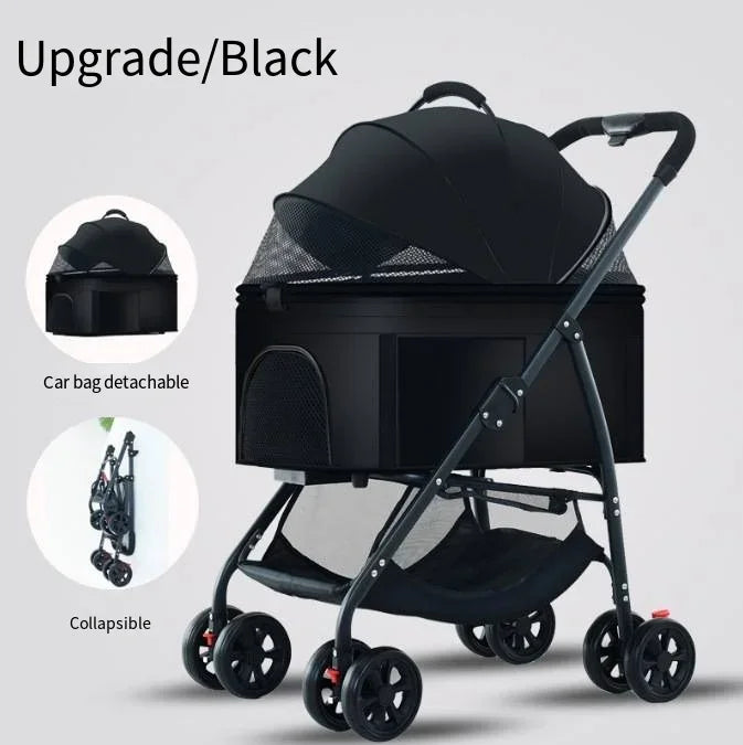 3-in-1 Foldable Pet Stroller for Dogs and Cats — Lightweight and Multifunctional