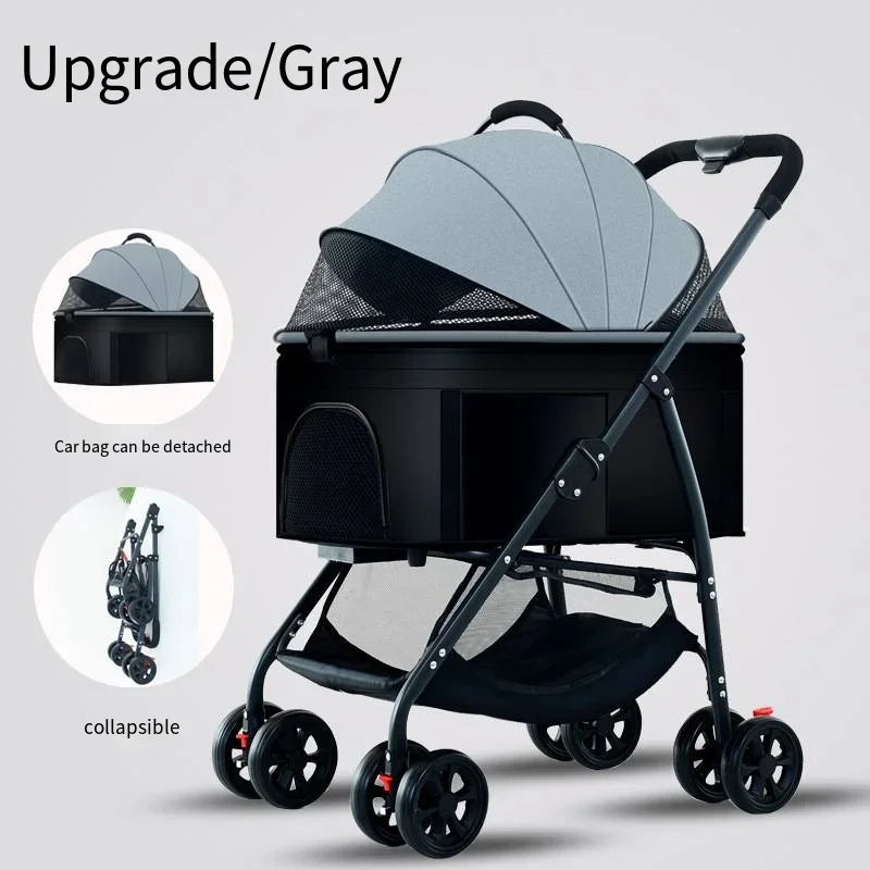 3-in-1 Foldable Pet Stroller for Dogs and Cats — Lightweight and Multifunctional