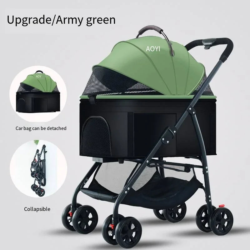 3-in-1 Foldable Pet Stroller for Dogs and Cats — Lightweight and Multifunctional
