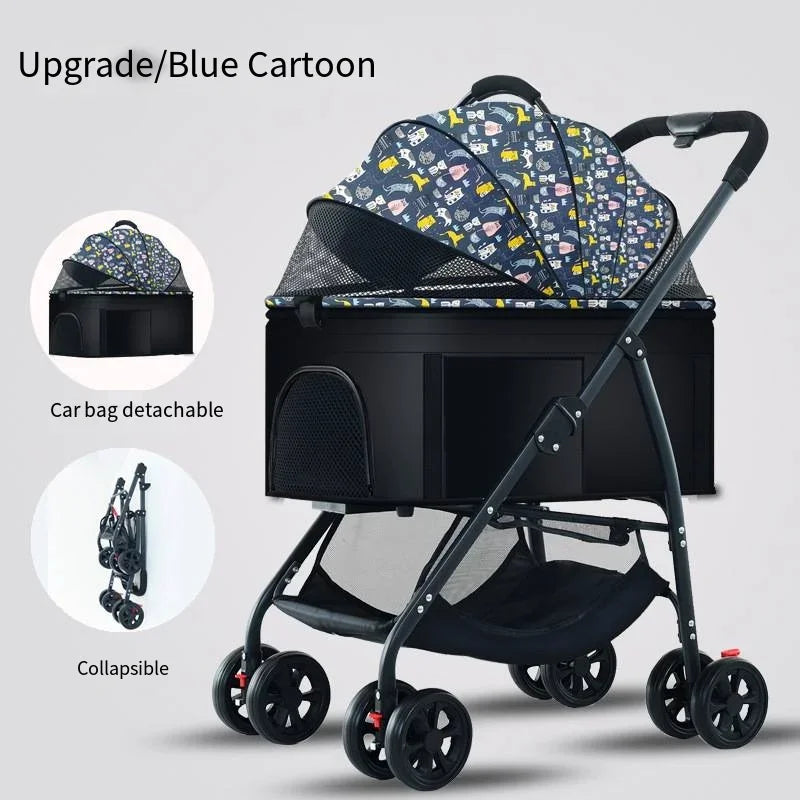 3-in-1 Foldable Pet Stroller for Dogs and Cats — Lightweight and Multifunctional