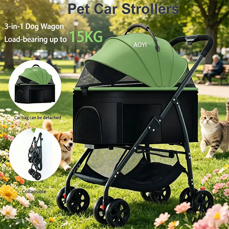 Faltbarer 3-in-1-Kinderwagen für Hunde und Katzen – leicht und multifunktional