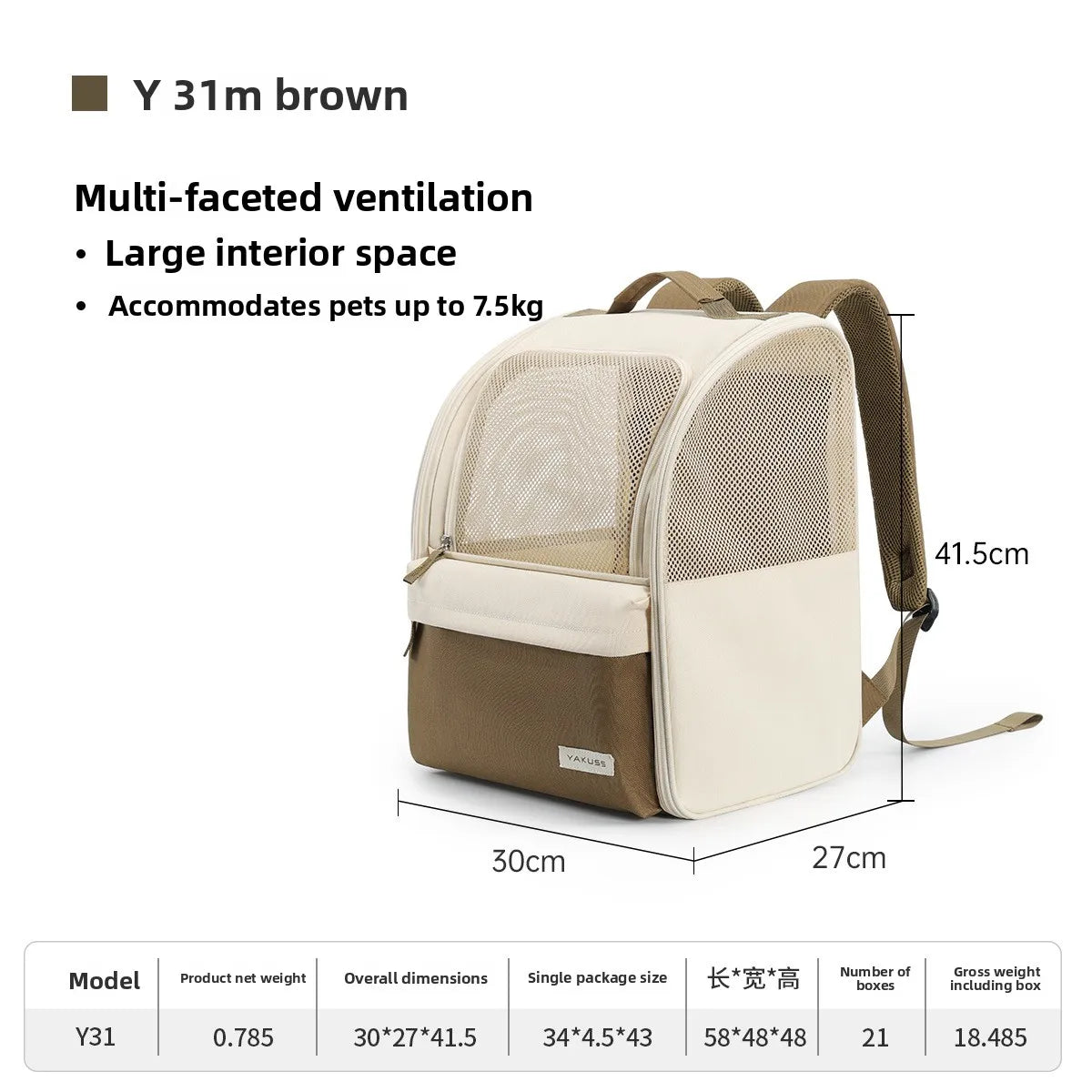 Large Carrier Backpack for Cats and Dogs